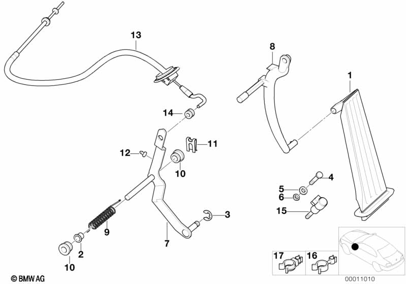 Gasbediening/bowdenkabel LHD