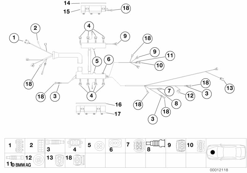 Onderdelen kabelboom motormodule