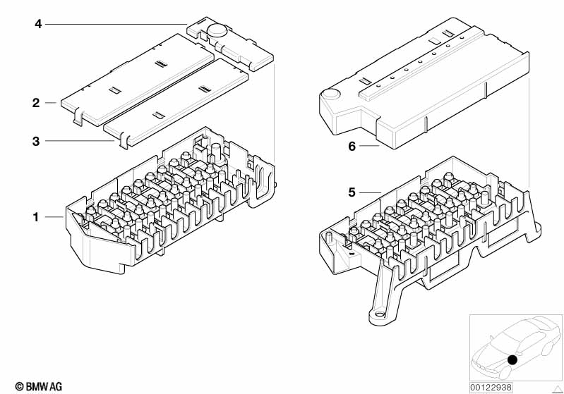 Onderdelen v zekeringhuis