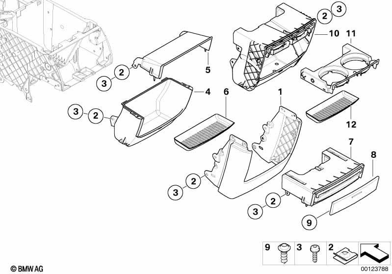 Aanbouwdelen middenconsole achter