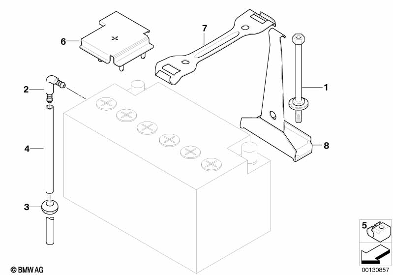 Accubevestiging en montageonderdelen