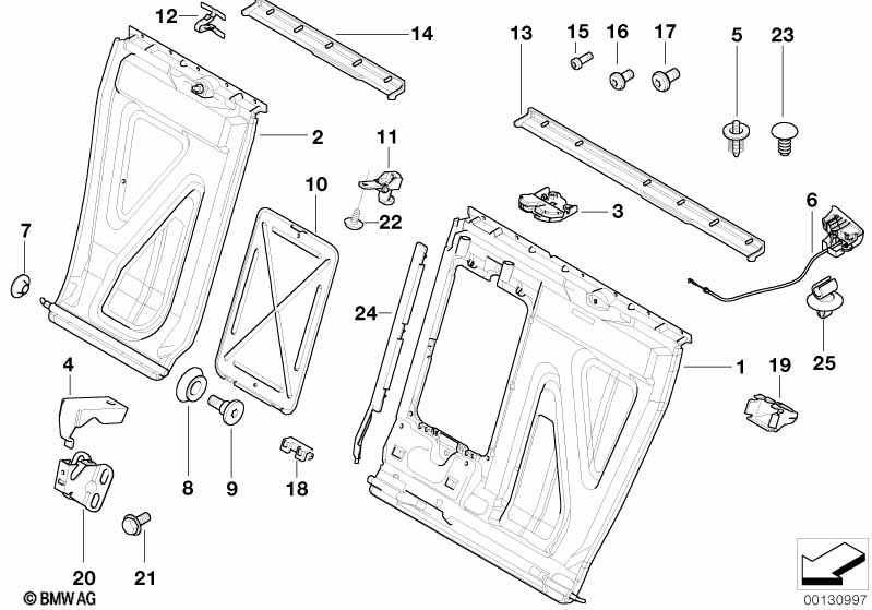 Achterbank zittingframe neerklapbaar