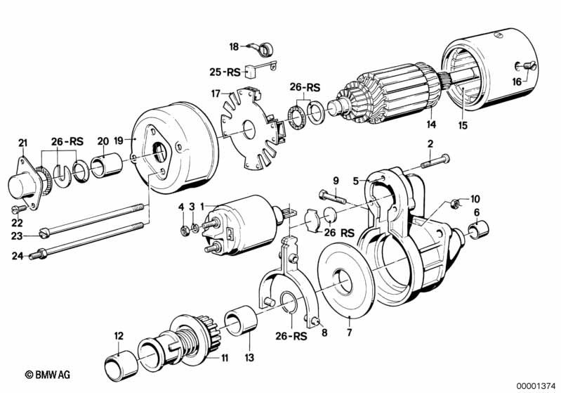 Startmotor onderdelen