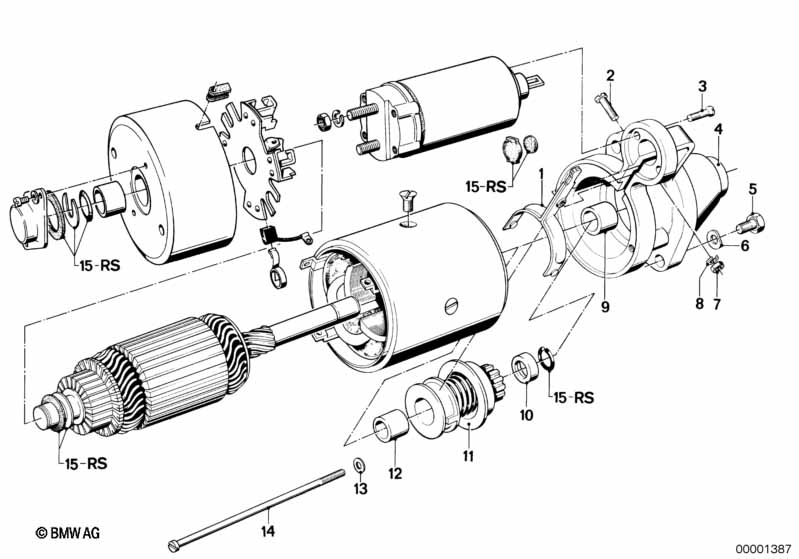 Startmotor onderdelen