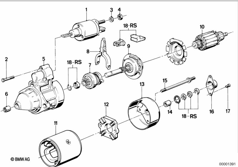 Startmotor onderdelen