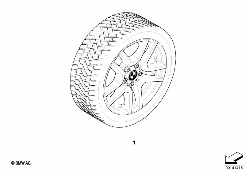 Compleet winterwiel V-spaak 130 - 17"