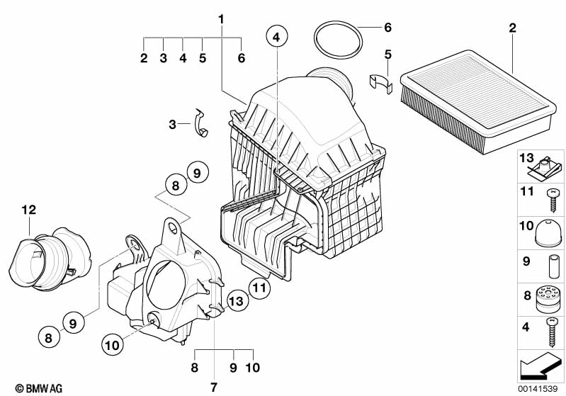 Aanzuiggeluidsdemper / Filterelement