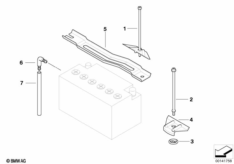 Accubevestiging en montageonderdelen