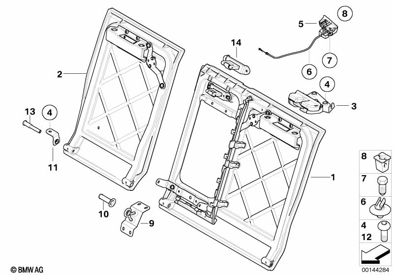 Achterbank zittingframe neerklapbaar