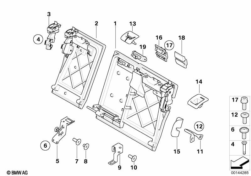 Achterbank zittingframe neerklapbaar