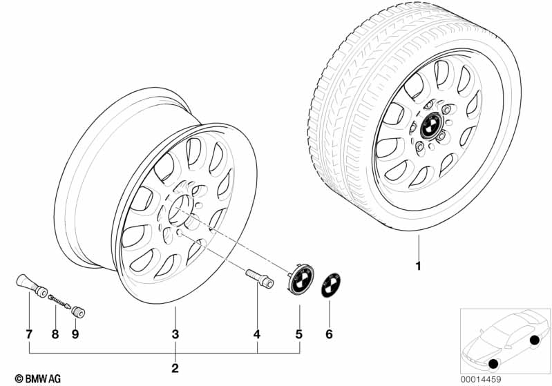 BMW wiel lichtmetaal ellipsoide-styl. 46