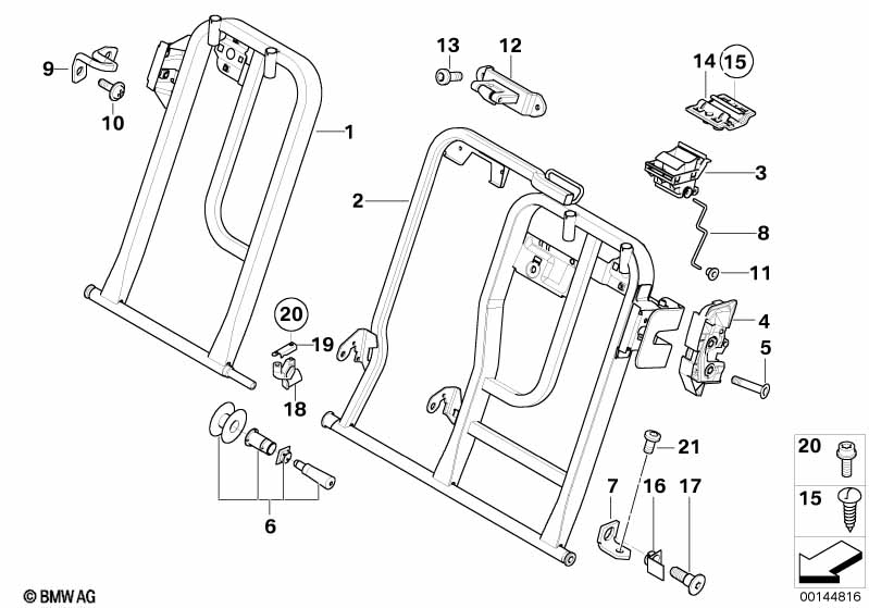 Achterbank zittingframe neerklapbaar