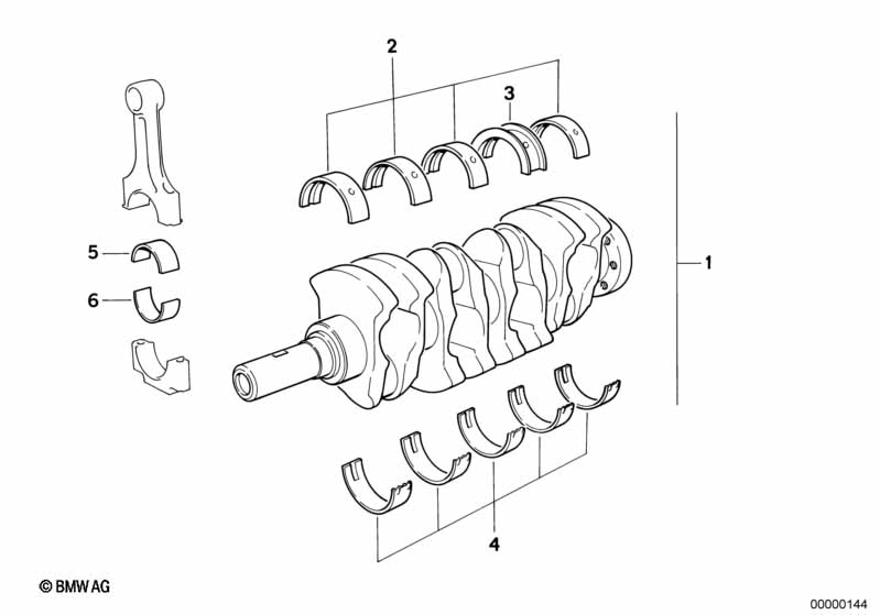 Krukas drijfwerk-krukas met lagerschalen