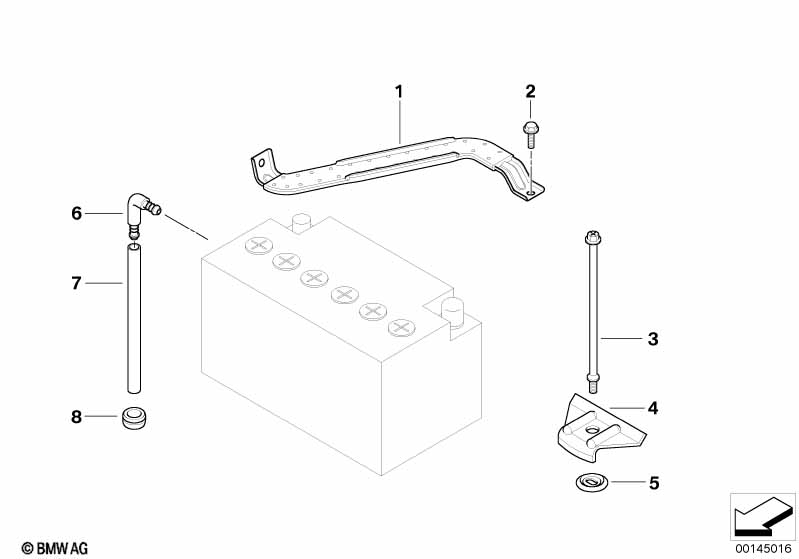 Accubevestiging en montageonderdelen