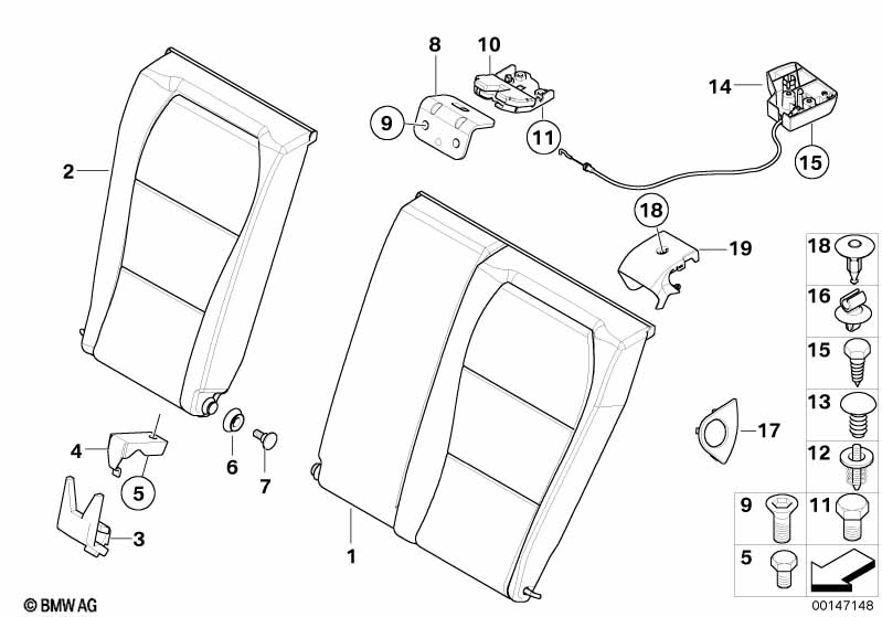 Achterbank zittingframe neerklapbaar