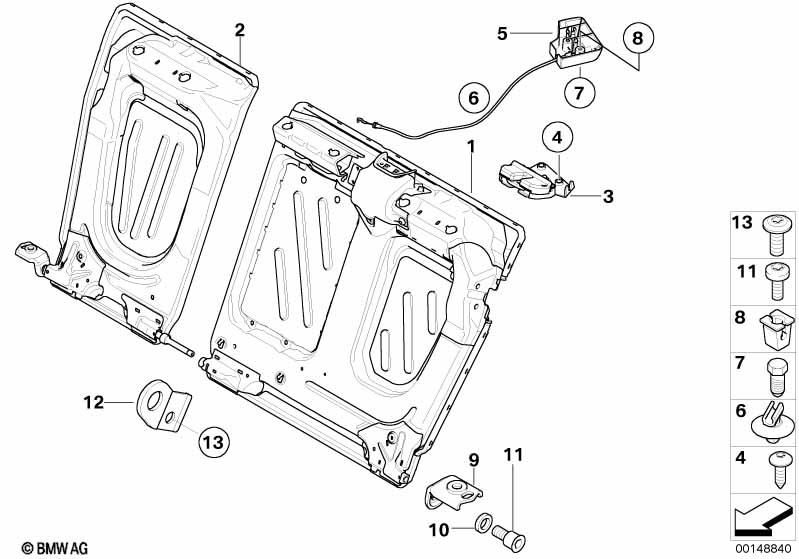 Achterbank zittingframe neerklapbaar