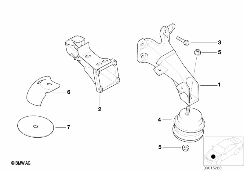 Motorophanging/motordemper