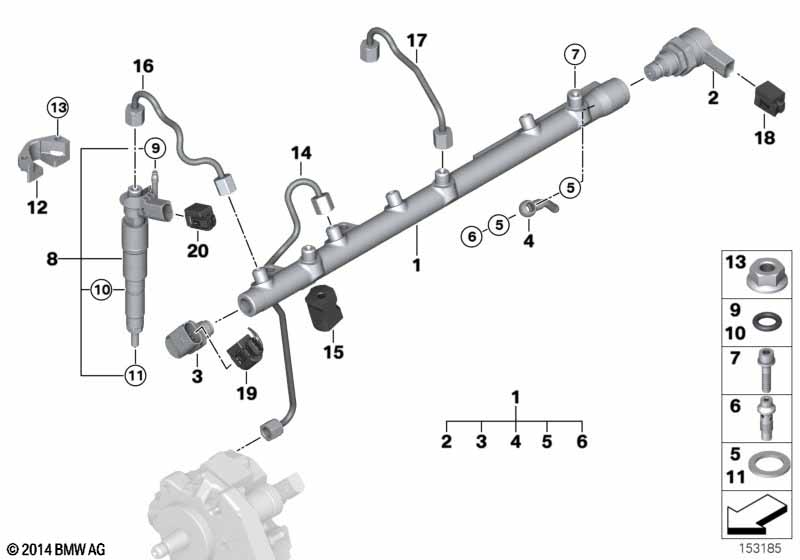 Hogedrukaccumulator/injector/leiding