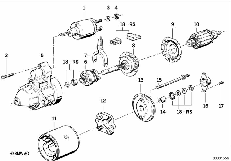 Startmotor onderdelen 1,4kw