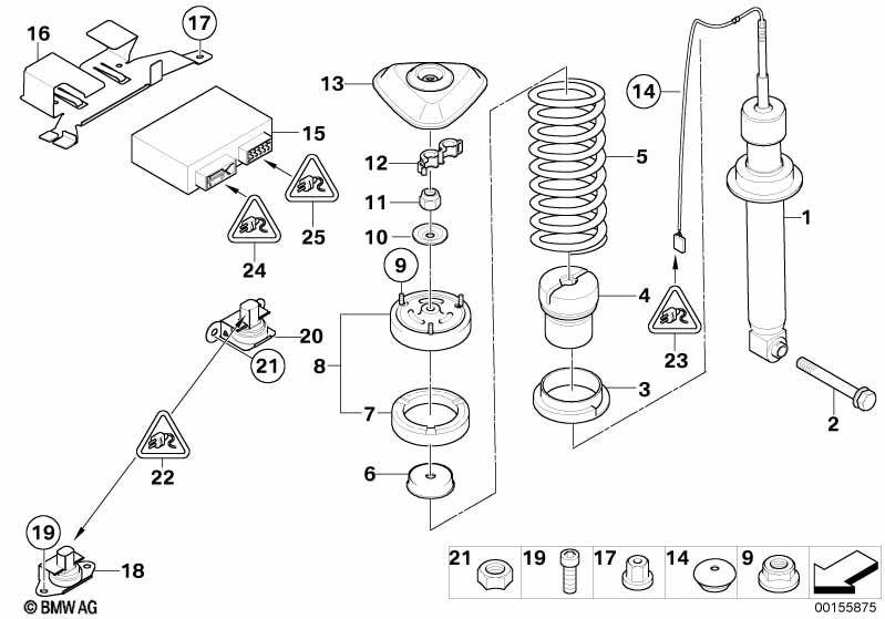 Veerelement achter EDC/stuurtoes./sensor