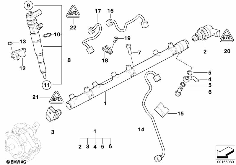 Hogedrukaccumulator/injector/leiding