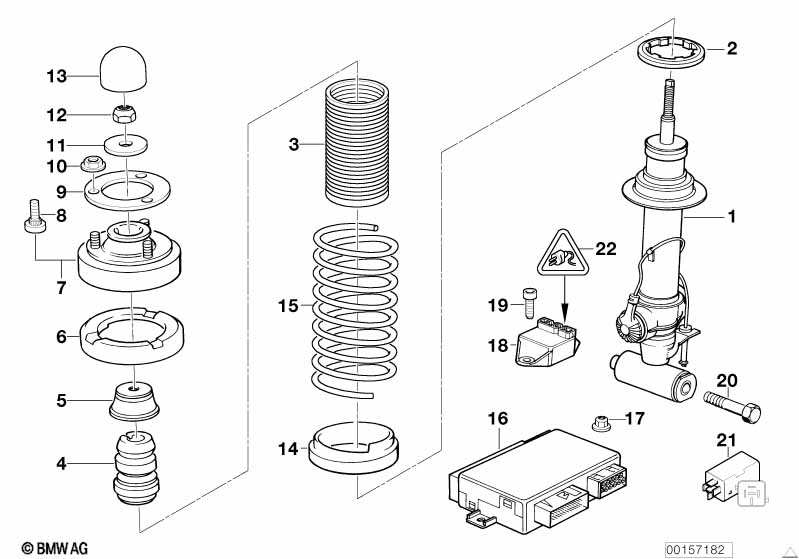 Veerelement achter EDC/niveauregulering