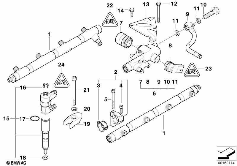 Hogedrukaccumulator/injector/leiding