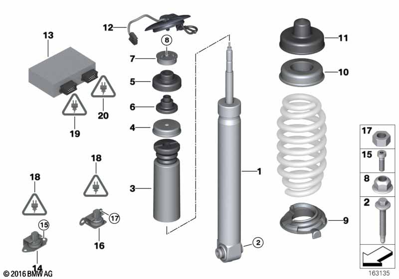 Veerelement achter EDC/stuurtoes./sensor