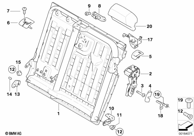 Achterbank zittingframe links