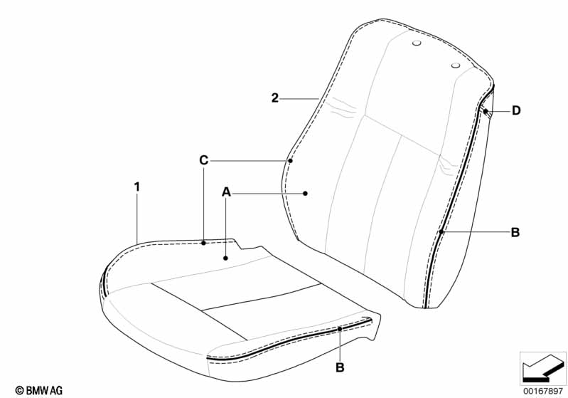 Indi.-bekleding basisstoel m. inlegstrip