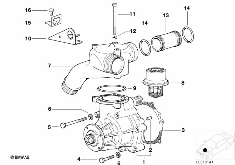 Koelsysteem-waterpomp/thermostaat