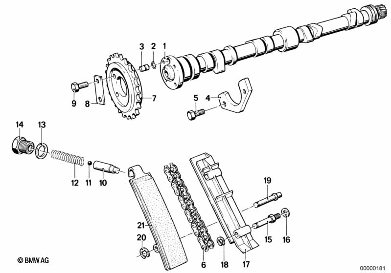 Klepbediening-distributiekett./nokkenas