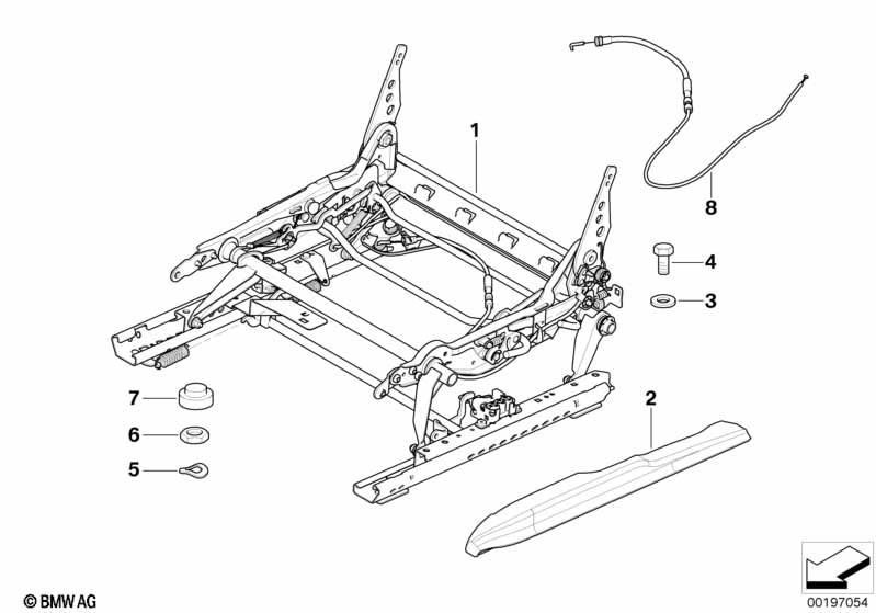 Zitting voor rail zitting mech./onderdel