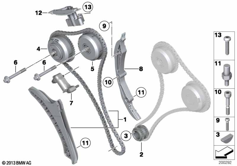 Distributie-ketting cilinder 1-6