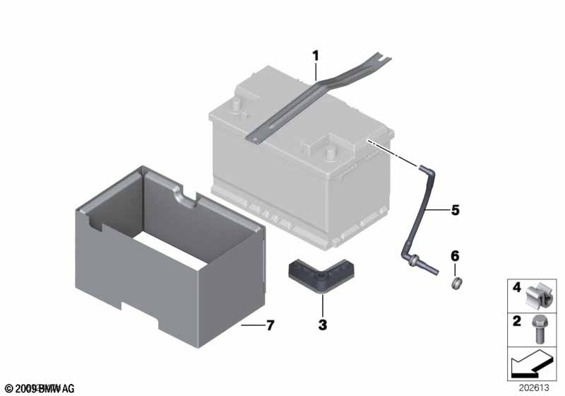 Accubevestiging en montageonderdelen