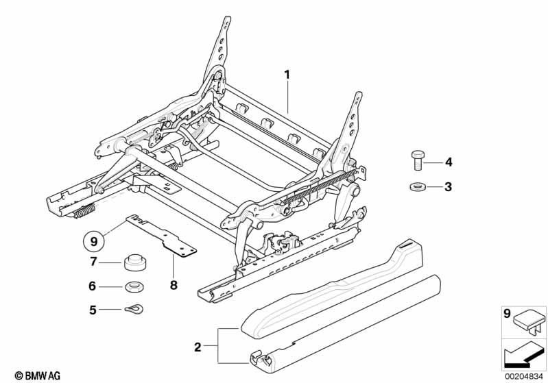 Zitting voor rail zitting mech./onderdel