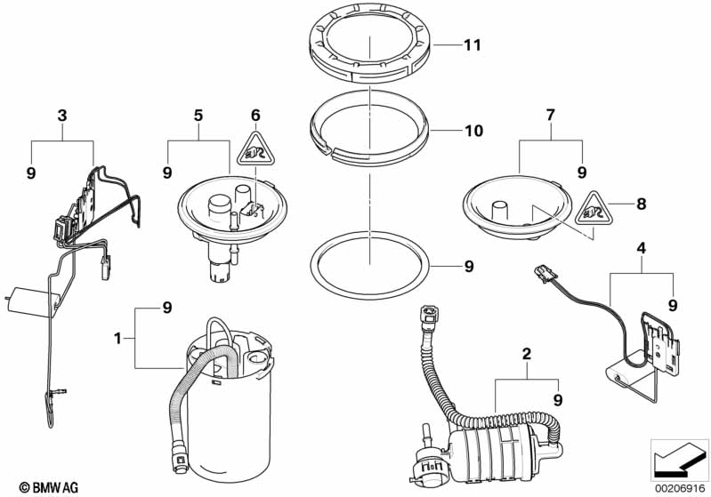 Brandstoffilter/pomp/niveausensor