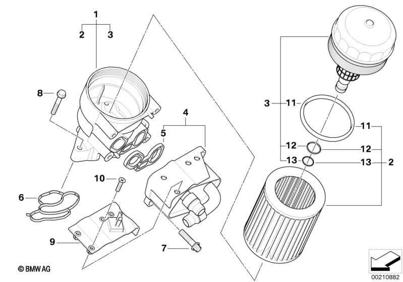 Olievoorziening-oliefilter, warmteruiler