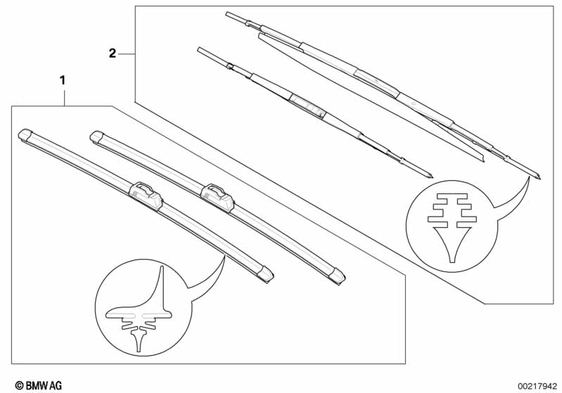 Set wisserbladen plat/scharnierend blad