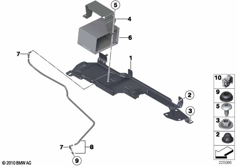 Accubevestiging en montageonderdelen