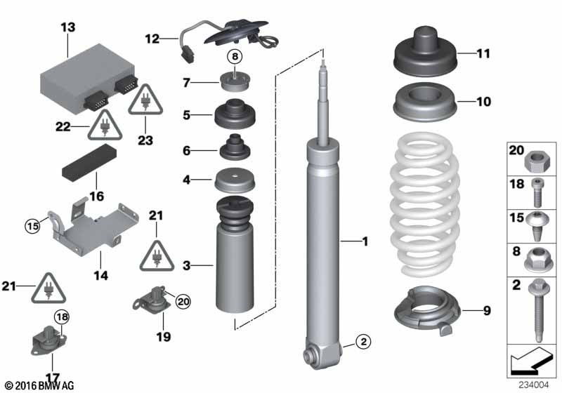 Veerelement achter EDC/stuurtoes./sensor