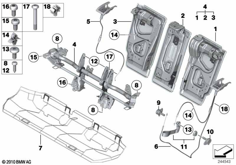 Zitting achter zittingframe basisstoel