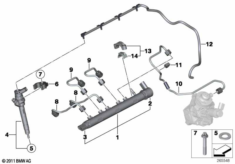 Hogedrukaccumulator/injector/leiding