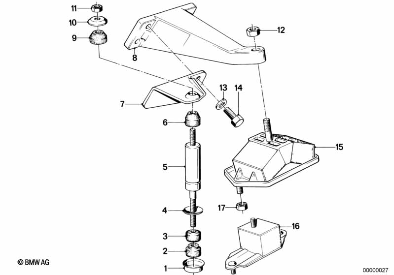 Motorophanging/motordemper