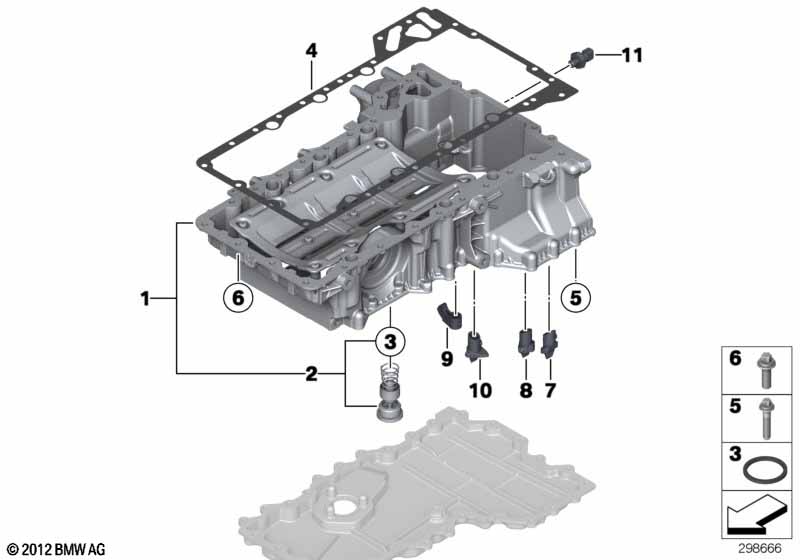 Oliecarter bov.gedeelte/olieniveau