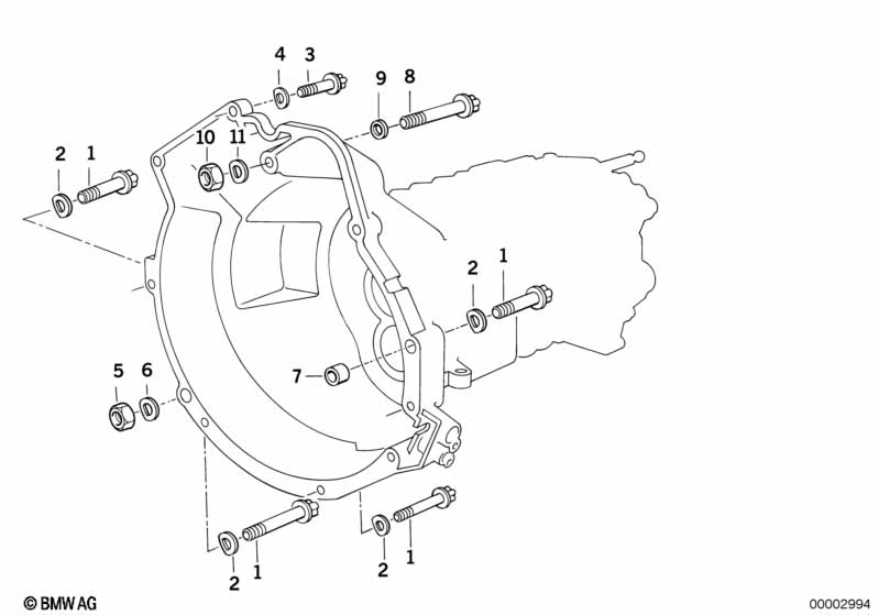 Versnellingsbak bevestiging