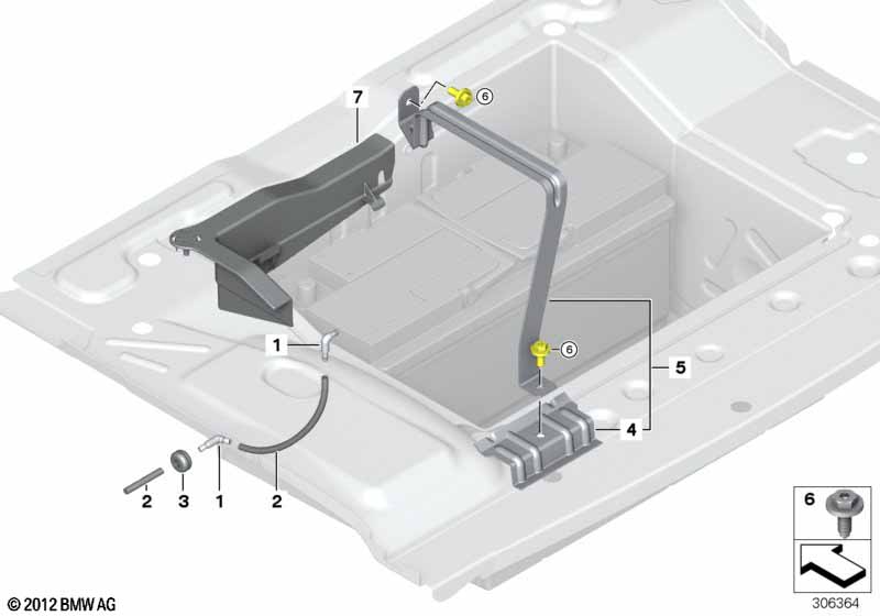 Accubevestiging en montageonderdelen