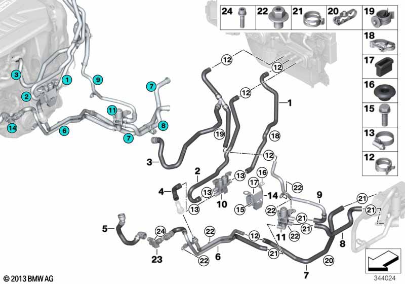 Koelvloeistofslangen interieurvoorverw