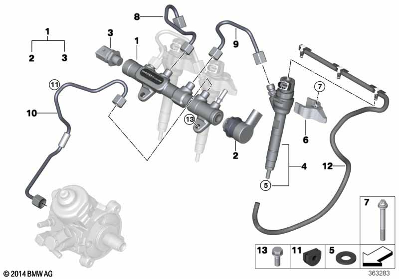 Hogedrukaccumulator/injector/leiding