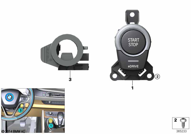 Start/stop-schakelaar en ringantenne